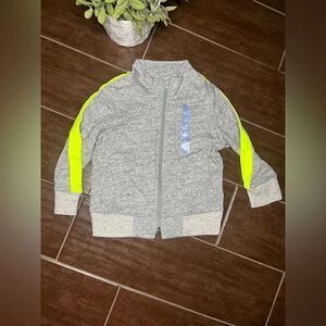 Gap Baby heathered grey w/ lime green strip track jacket sz 2T